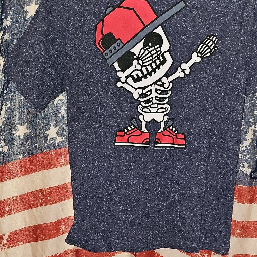 Tony Hawk Blue Short Sleeve Tee with Playful Skeleton Design